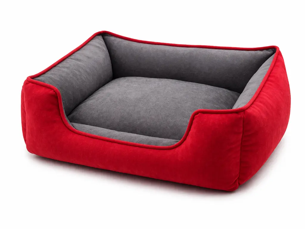 Cama para mascotas roja y cómoda.webp