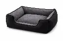 Cama para mascotas de felpa negra.webp