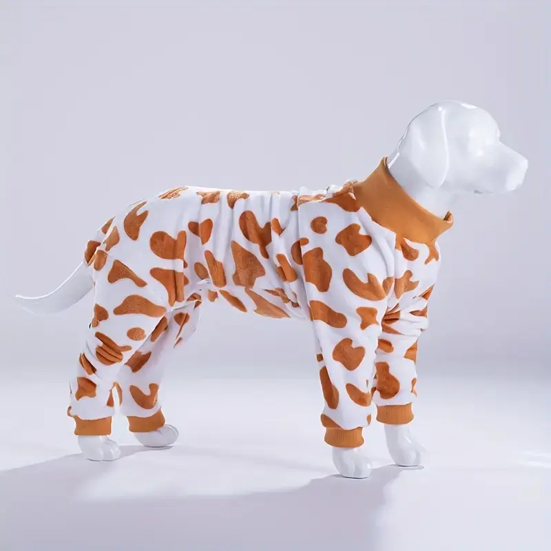 Pijamas para Perros con Estampado de Leopardo Acogedores - Cálido, Suave y de Poliéster para Todas las Estaciones, Estilo Fácil de Poner, Ajuste para Razas Medianas a Grandes - Ropa de Descanso Cómoda y Relajante para Perros, Pijamas Navideños para Perros