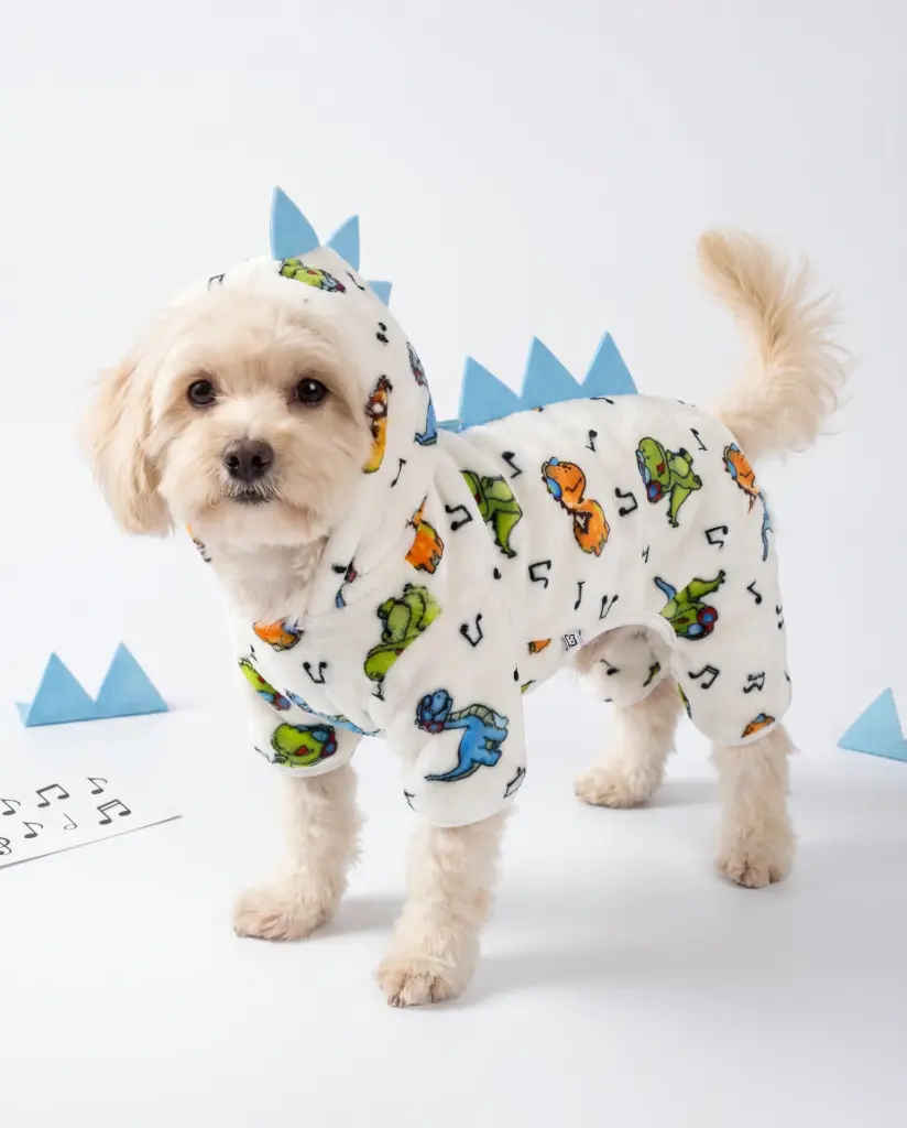 Pijama Enterizo para Perro de Felpa Dinosaurio