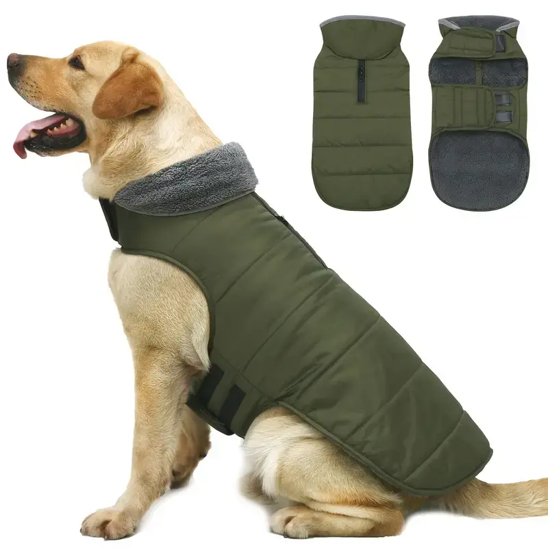Chaqueta Cálida para Perros, Chaleco Reflectante de Peluche, Abrigo Invierno Ajustable y Duradero, Traje Grueso de Vellón para Nieve para Perros Pequeños, Medianos y Grandes 