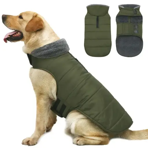 Chaqueta Cálida para Perros, Chaleco Reflectante de Peluche, Abrigo Invierno Ajustable y Duradero, Traje Grueso de Vellón para Nieve para Perros Pequeños, Medianos y Grandes 