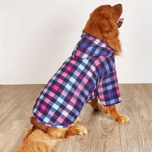 Sudadera con capucha a cuadros de colores para perros, ropa suave para mascotas para todas las estaciones, regalo de Navidad