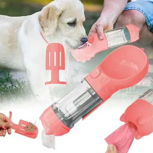 Bebedero Portátil Para Perros Rosado 