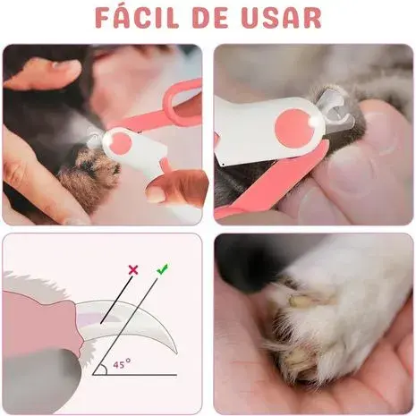 Cortauñas Led Para Gatos Cachorros y Animales Pequeños Pet Gravity Rosa 