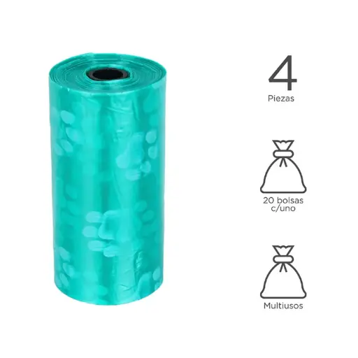 Bolsas para desechos de mascota degradables pet series 2.0 verde 4*20 pzas - Miniso 