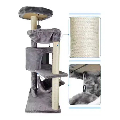 RASCADOR PARA GATOS ÁRBOL 3 NIVELES DE DIVERSIÓN CASA 57X35X100 CM MOD. E